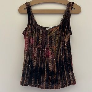 Fairy velvet burnout sequin lace up tank